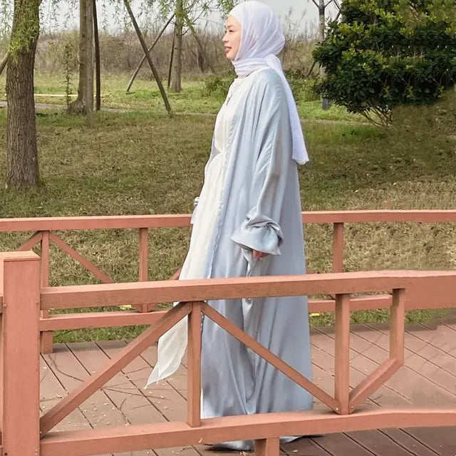 Musulmane Abaya Vestido Elegante de Satén