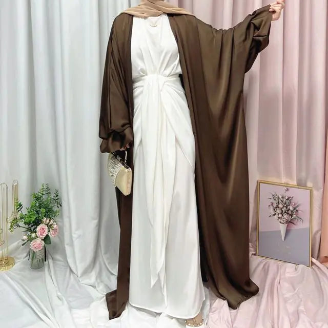 Musulmane Abaya Vestido Elegante de Satén