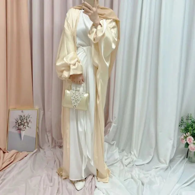 Musulmane Abaya Vestido Elegante de Satén