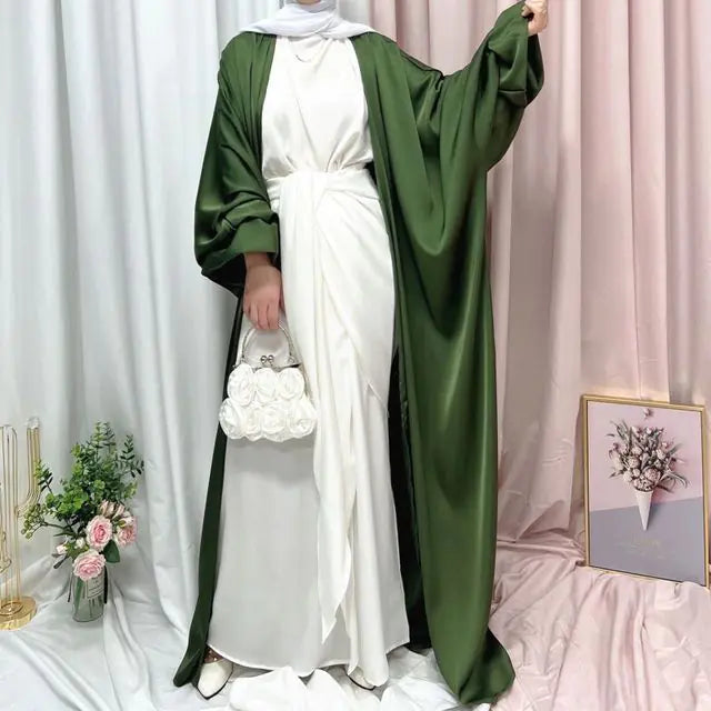 Musulmane Abaya Vestido Elegante de Satén