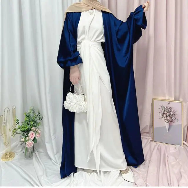 Musulmane Abaya Vestido Elegante de Satén