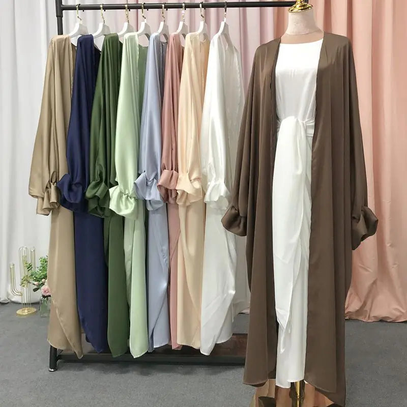 Musulmane Abaya Vestido Elegante de Satén