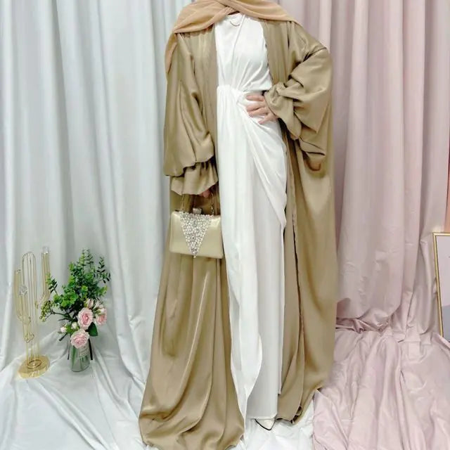 Musulmane Abaya Vestido Elegante de Satén